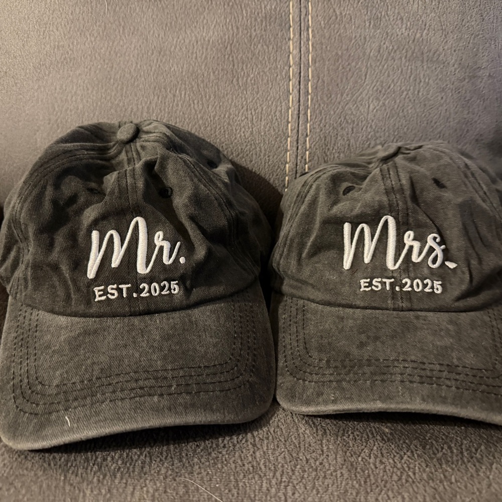 Black 'His & Hers' Embroidered Caps
